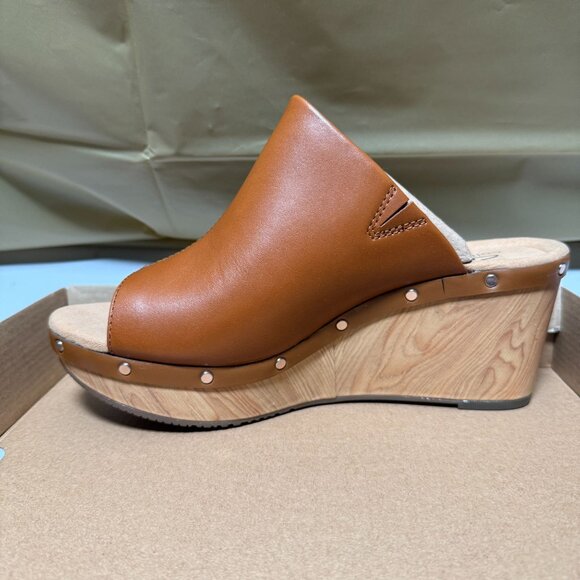 Clarks Women's Annadel Molly Tan Leather Women's Wedge Shoes Size 8.5 NEW - Picture 4 of 7